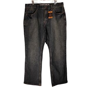 Lincoln Outfitters jeans mens 38x32 blue denim relaxed fit bootcut work stretch